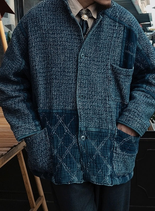 Indigo Dye Sashiko Sakura Heavyweight Coat