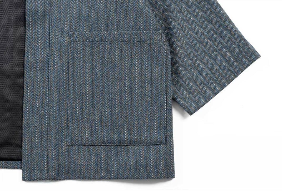 Blue Striped Collar Noragi Jacket