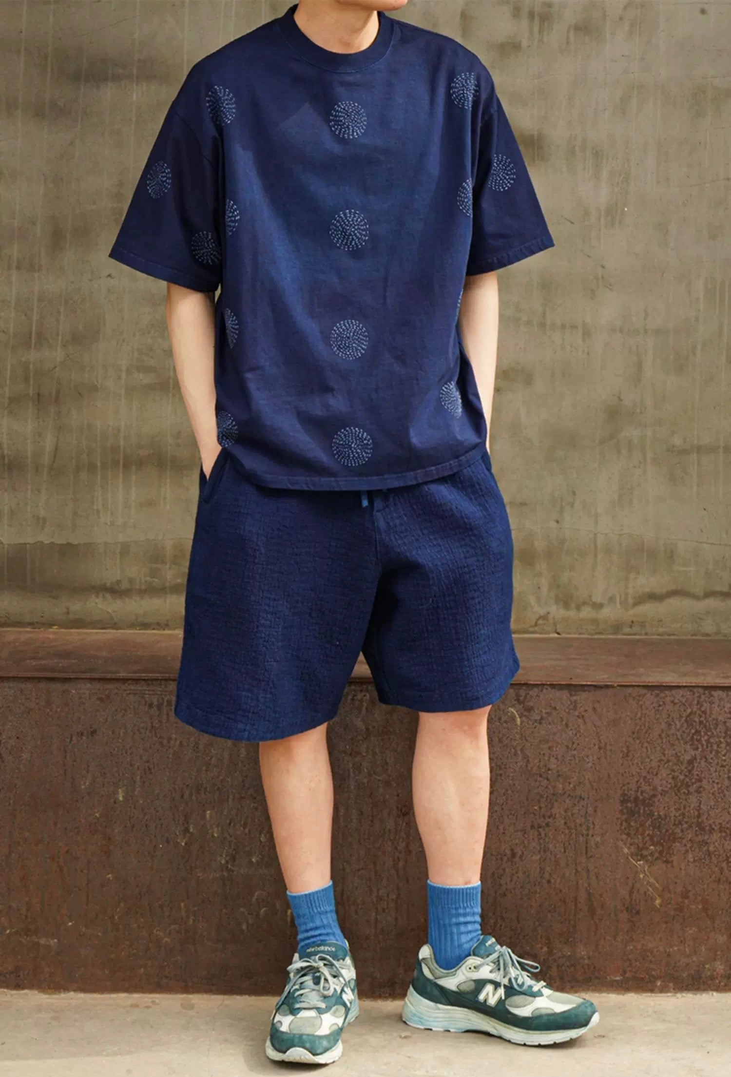 Indigo Dye Kendo Elastic Waist Shorts | Soft & Breathable