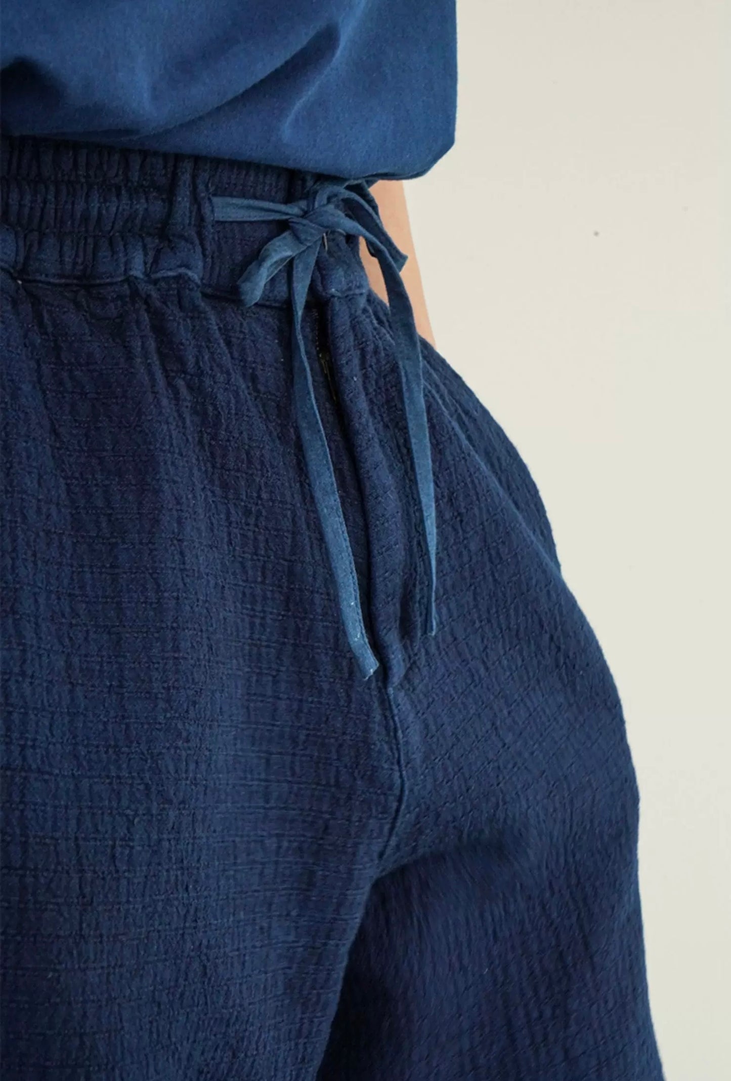 Indigo Dye Kendo Elastic Waist Shorts