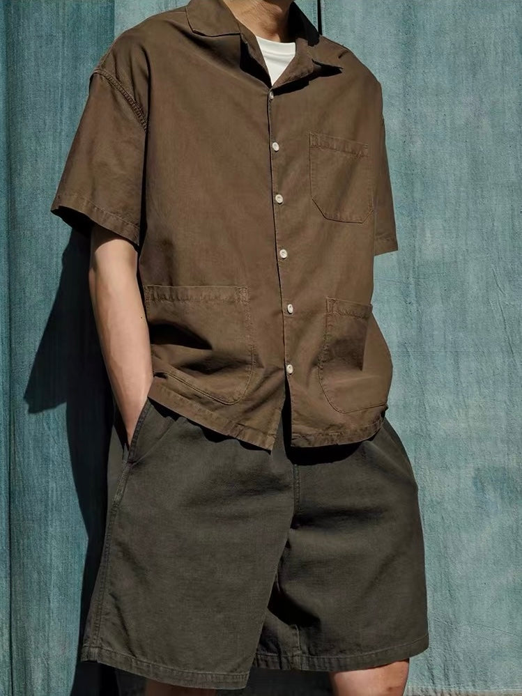 Botanical Charcoal Pleated Easy Shorts