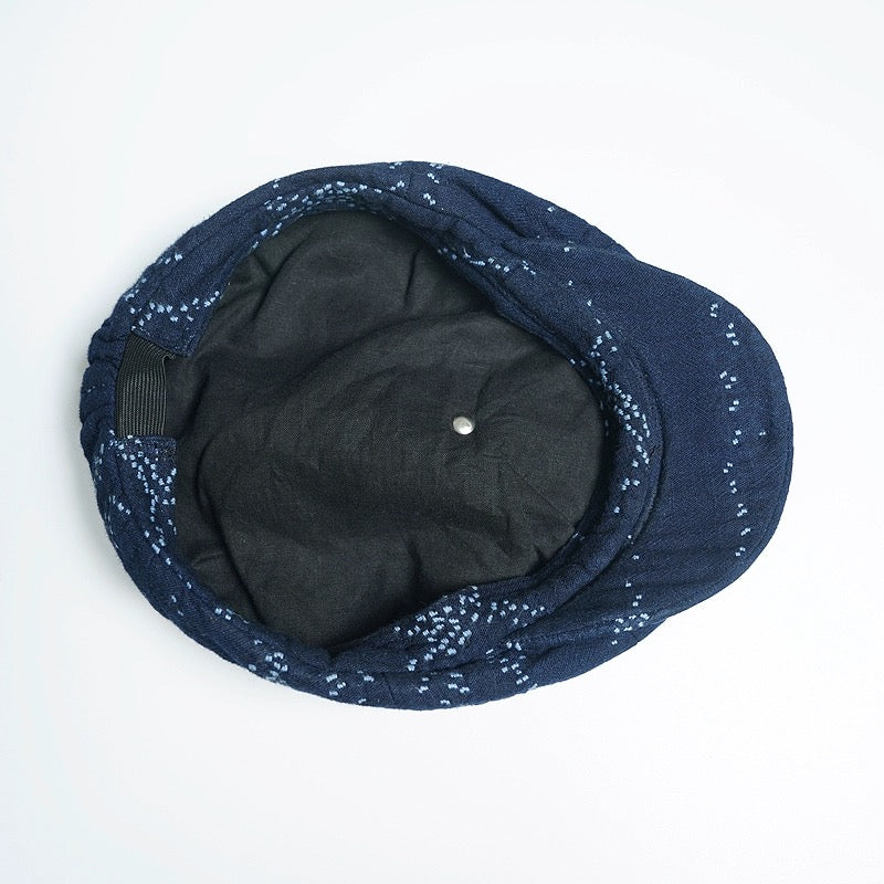 Dark Indigo Dye Sashiko Newsboy Cap