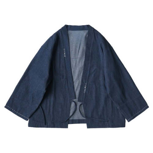 Denim Strap Noragi Jacket - Japanese-Inspired Outerwear Strap