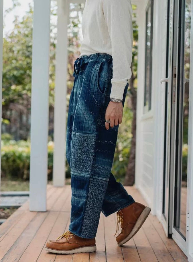 Indigo Dye Sashiko Sakura Pants