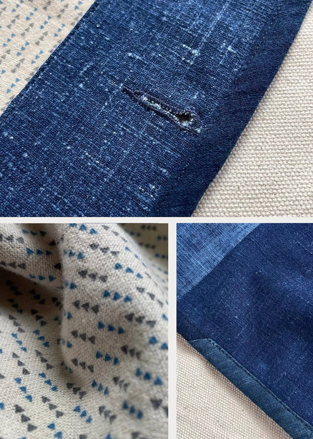 Indigo Dye Boro Patchwork Sashiko Chore Jacket