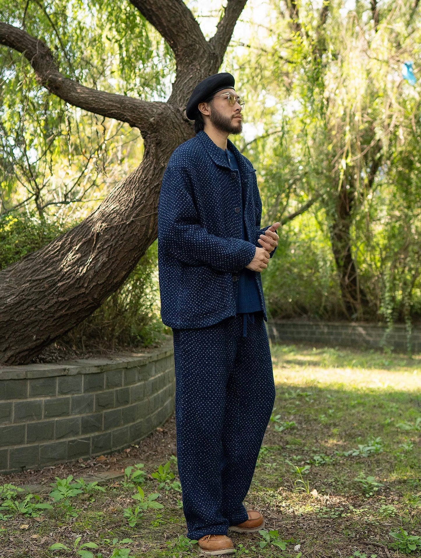 Indigo Dye Sashiko Americana Pants