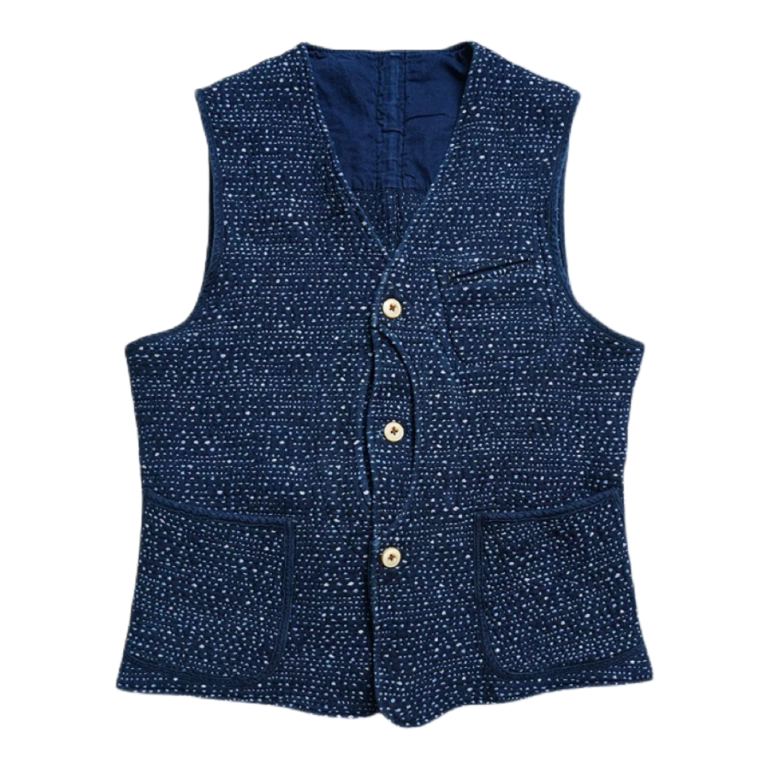 Indigo Dye Sashiko Starry Night Vest