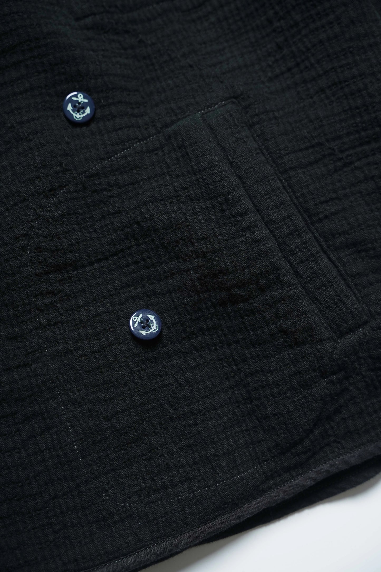 Black Sashiko Double-Breasted Coat