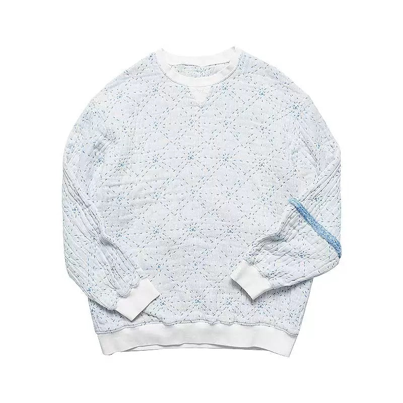 White Sashiko Starry Night Sweatshirt