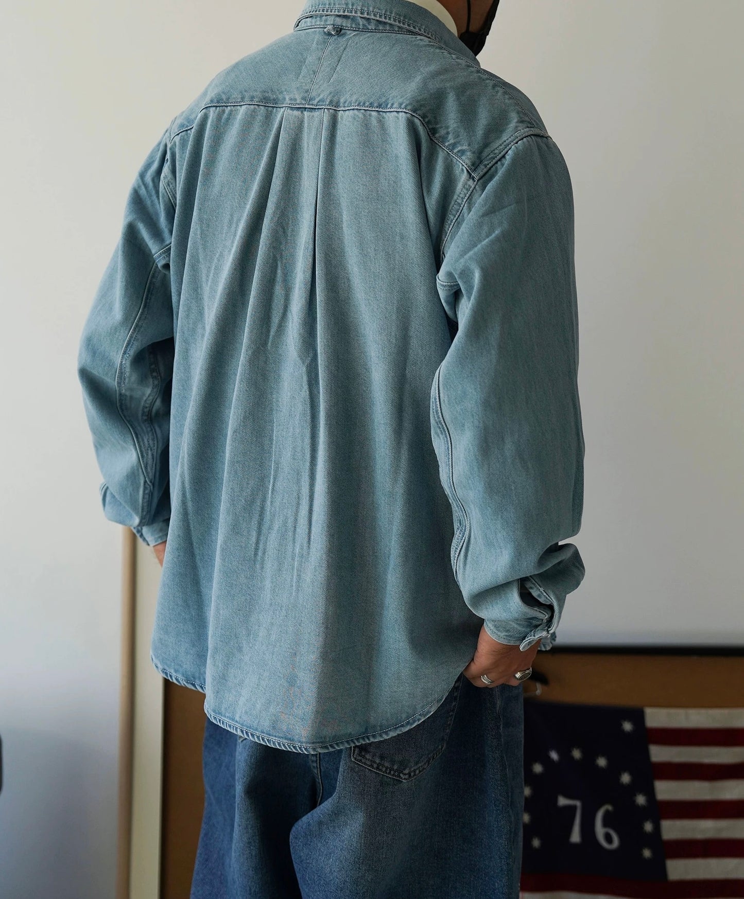 Light Blue Patchwork Denim Shirt