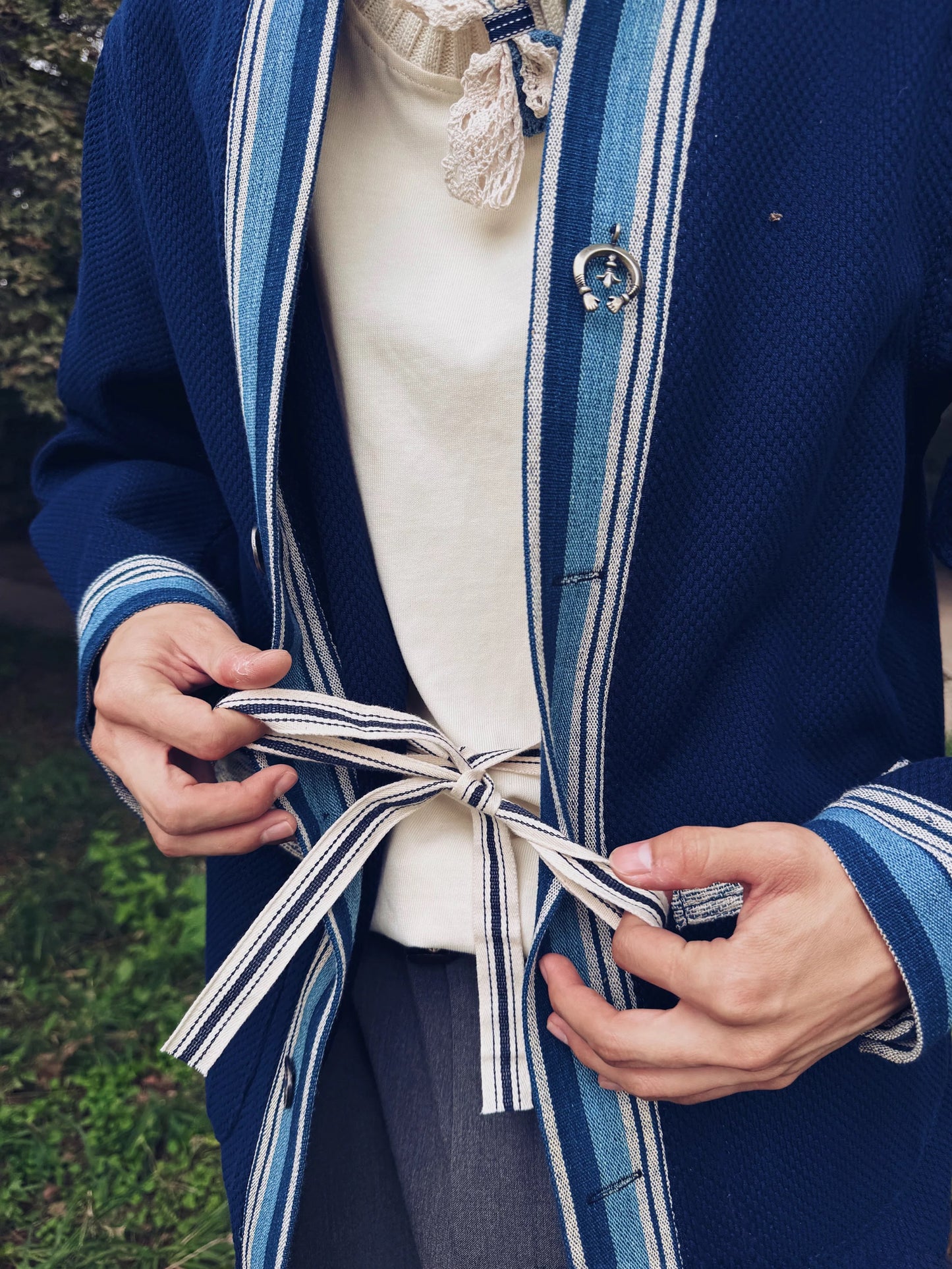 Indigo Dye Patchwork Sashiko Haori Jacket