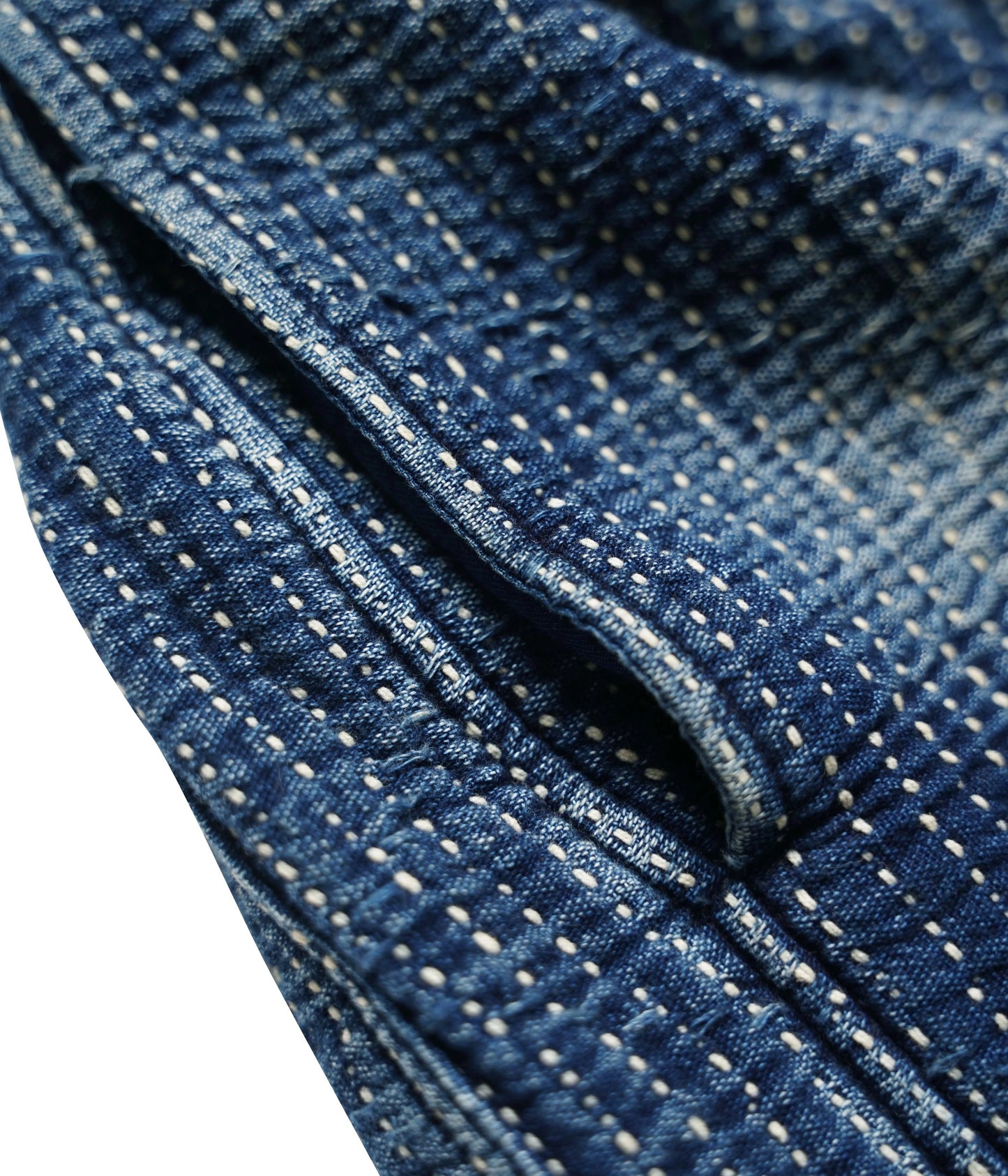 Indigo Dye Sashiko Elastic Waist Shorts