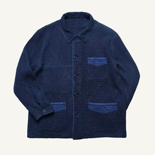 Indigo Dye Textured Work Jacket