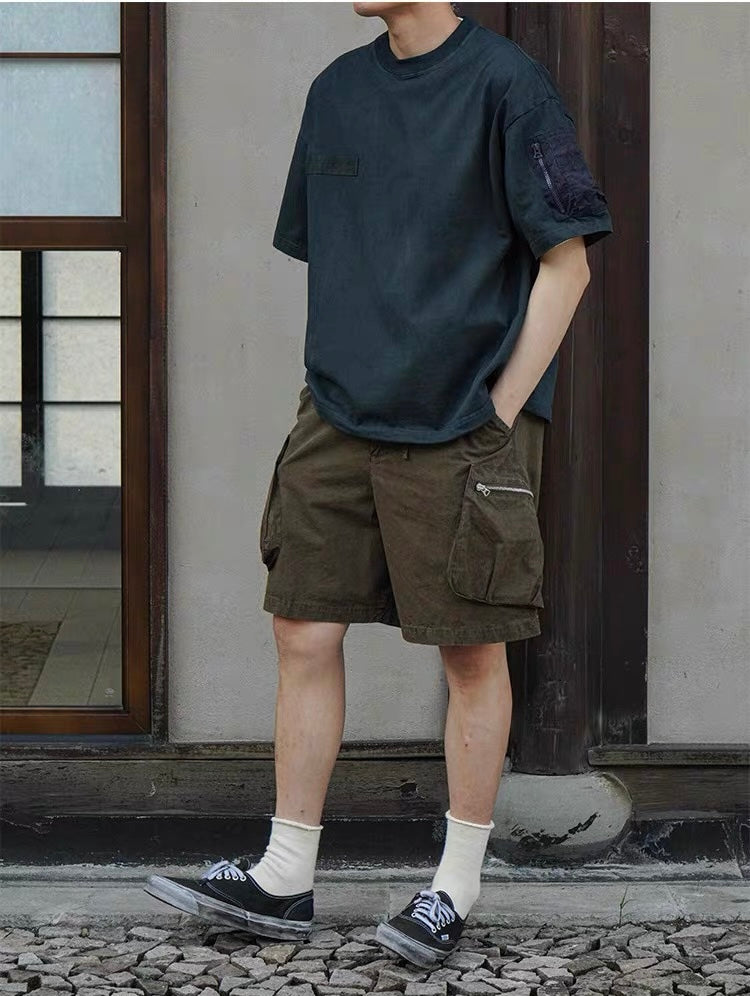 Botanical-Dyed Flight Pocket Heavyweight Tee - Ink Blue