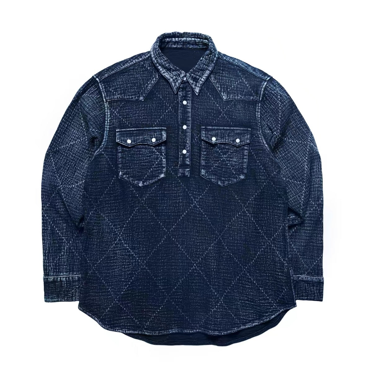 Indigo Dye Distressed Sashiko Western Shirt