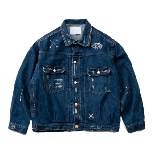 Denim Sashiko Folk Jacket