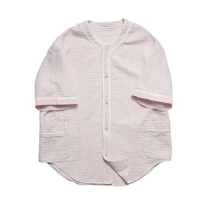 Pink Sashiko Baseball Shirt