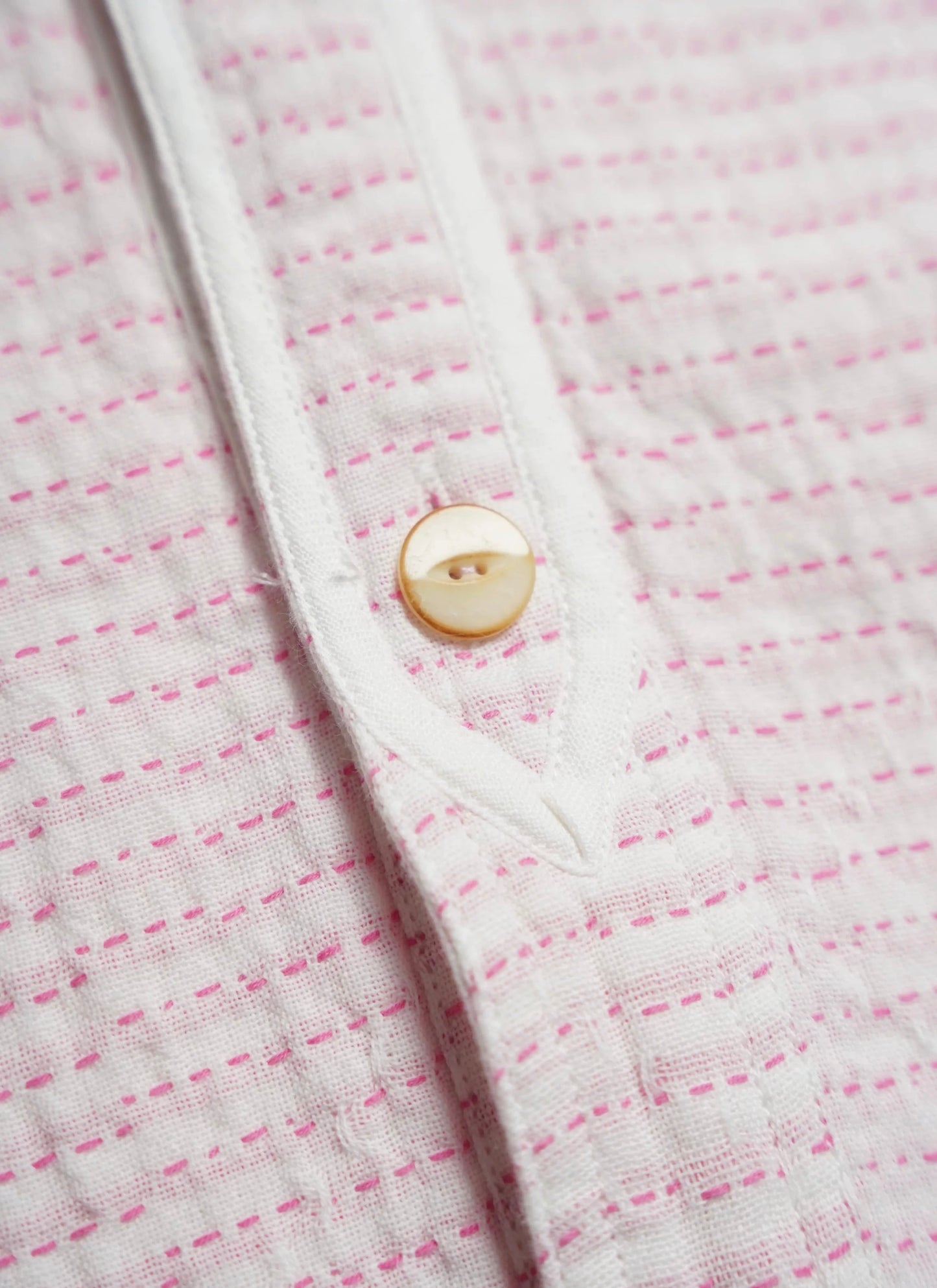 Pink Sashiko Baseball Shirt