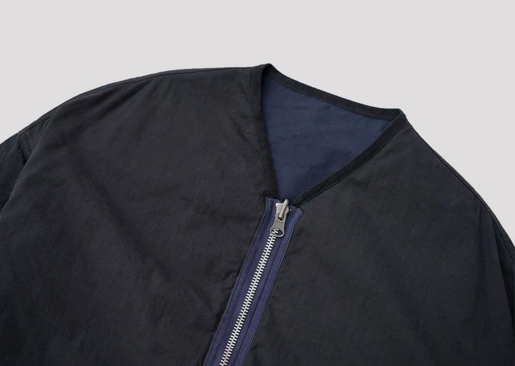 Mud Dye Reversible Collarless Iris Coat