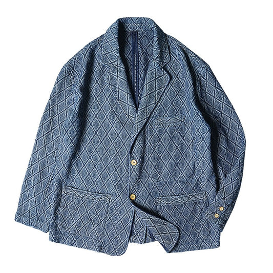 Indigo Dye Jacquard Blazer Jacket
