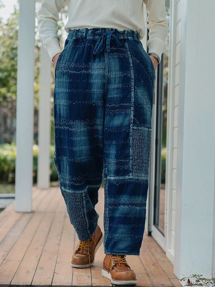 Indigo Dye Sashiko Sakura Pants