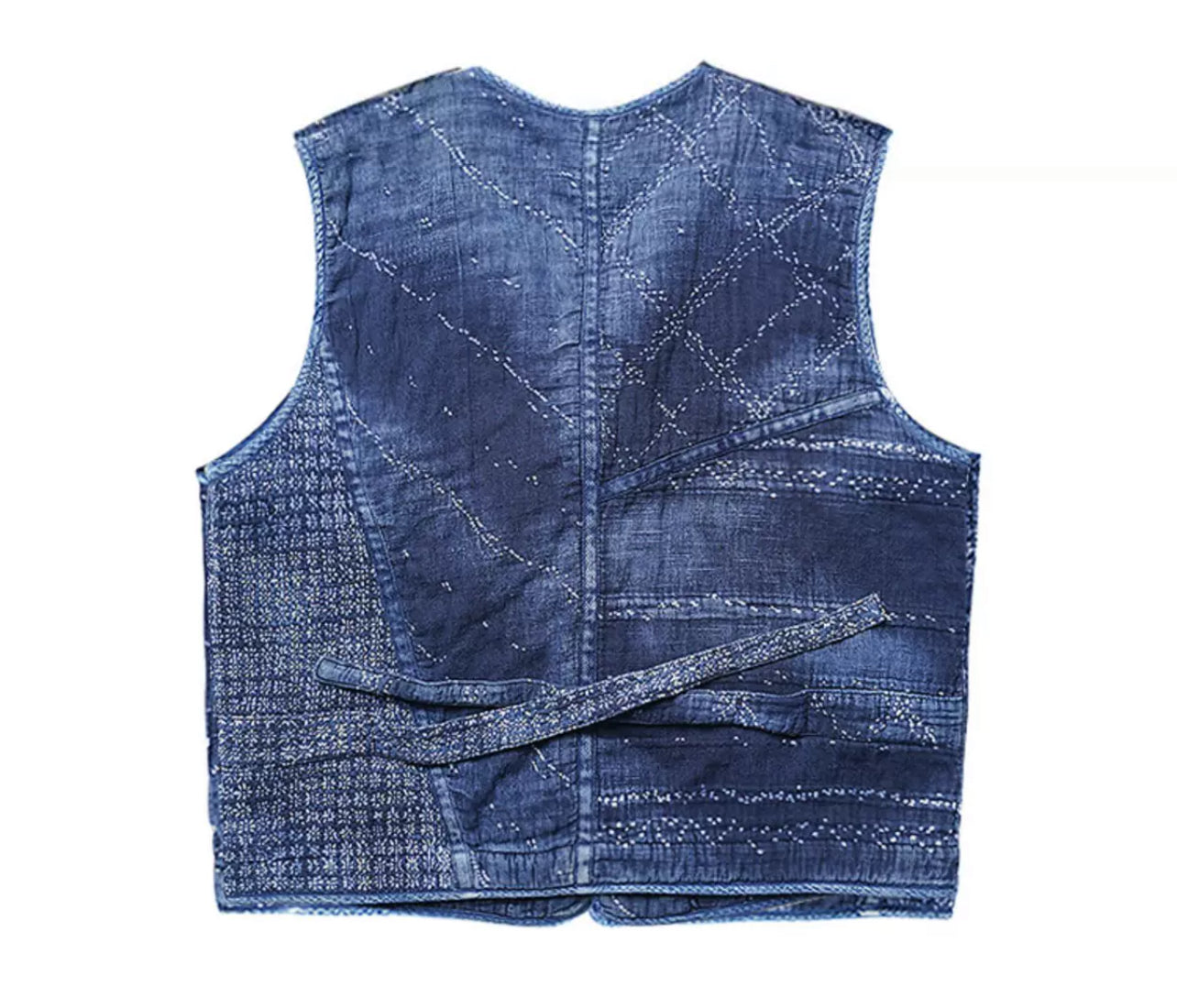 Indigo Dye Sashiko Boro Patchwork Vest