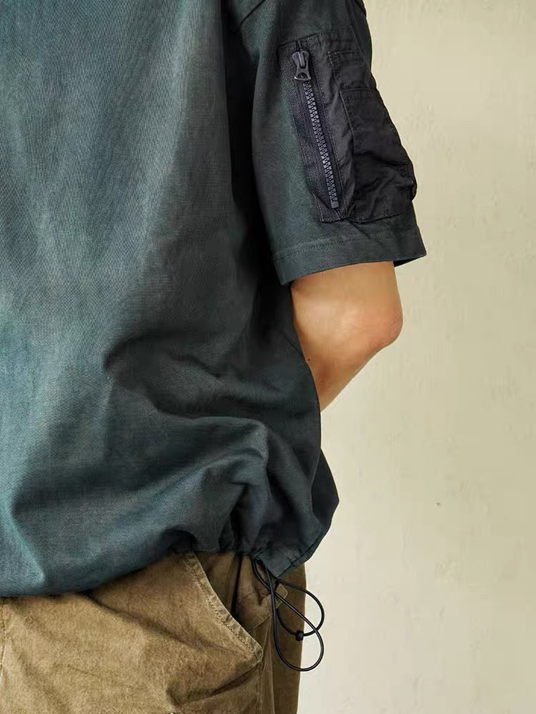 Botanical-Dyed Flight Pocket Heavyweight Tee - Ink Blue