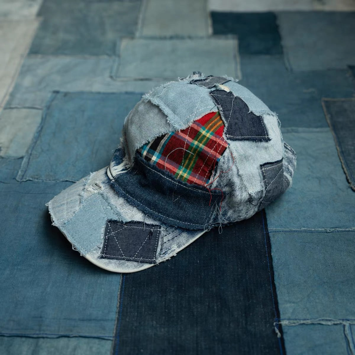 Indigo Dye Deconstructed Boro Patchwork Cap