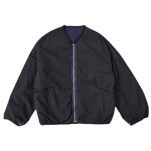 Mud Dye Reversible Collarless Iris Coat