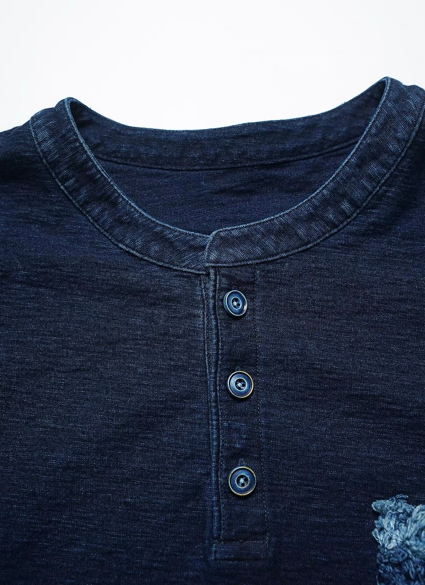 Indigo Dye Kendo Pocket Henley