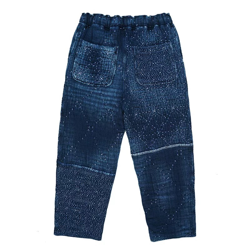 Indigo Dye Sashiko Starry Night Pants