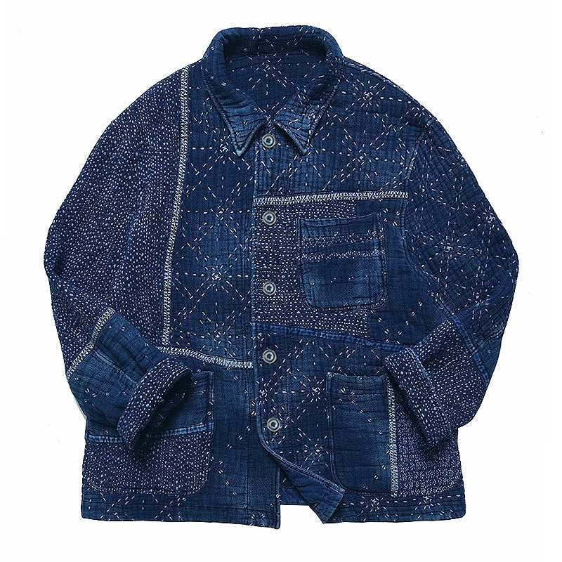 Indigo Dye Patchwork Sashiko Heavyweight Starlight Coat