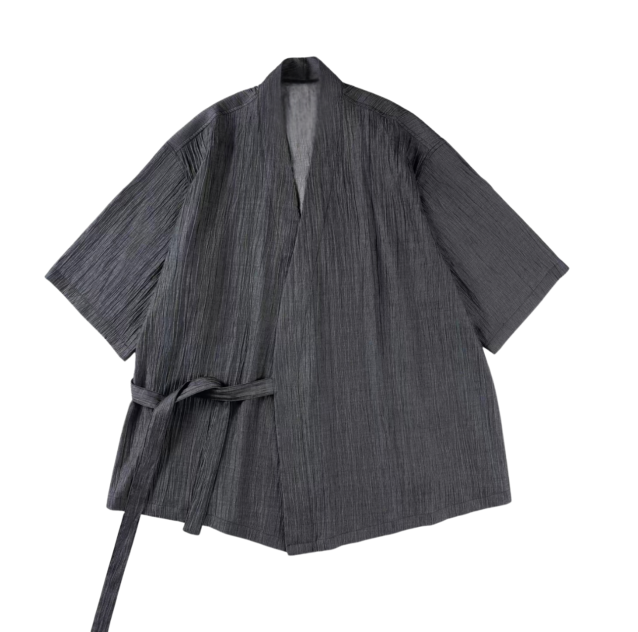 Slub Charcoal Samue Wrap Jacket