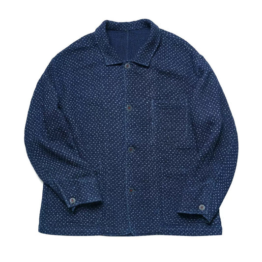 Indigo Dye Heavyweight Sashiko French Coat