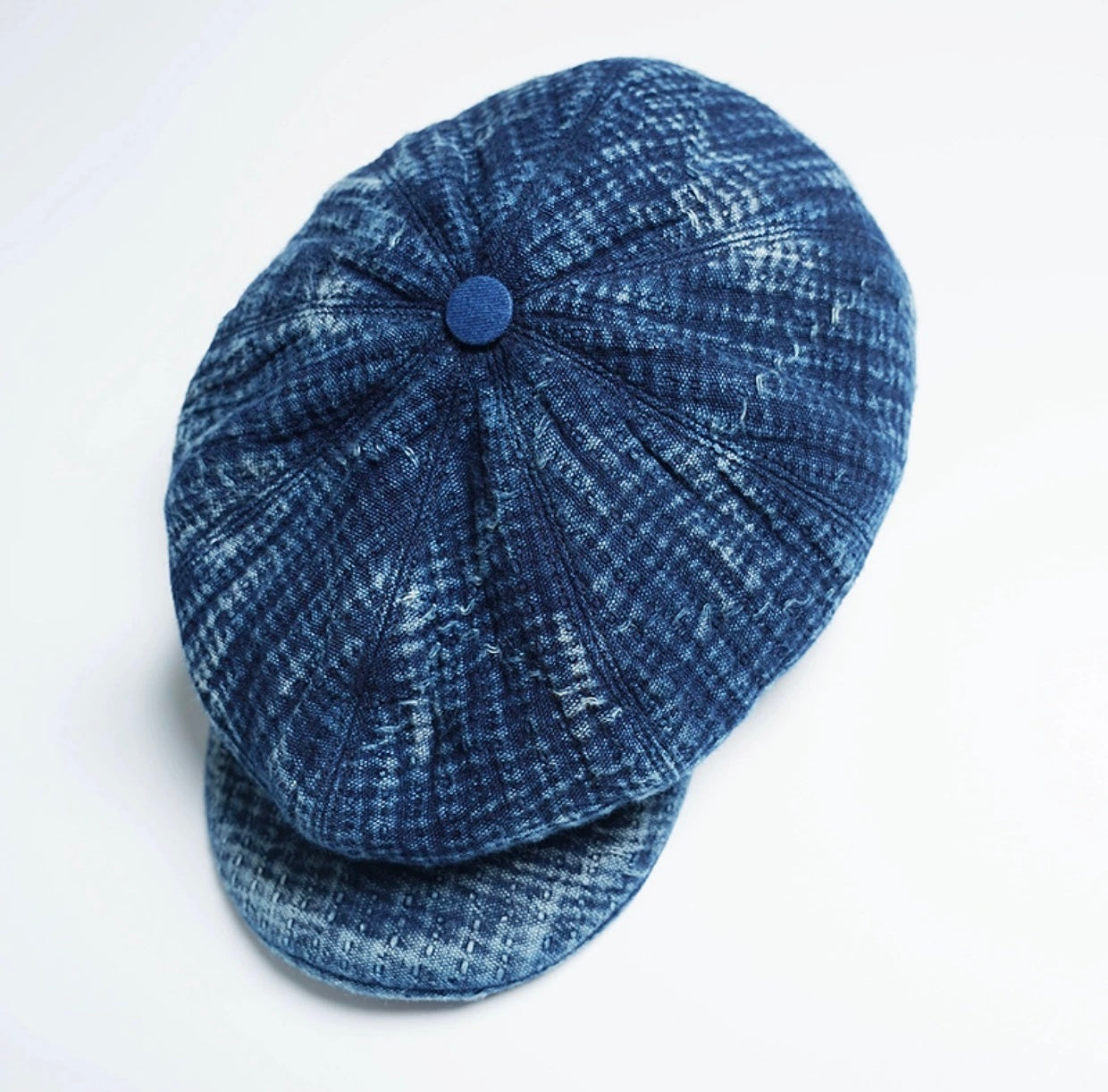 Indigo Dye Sashiko Heavy Wash Newsboy Cap