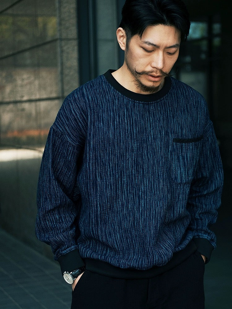 Indigo Dye Sashiko Worker Sweatshirt