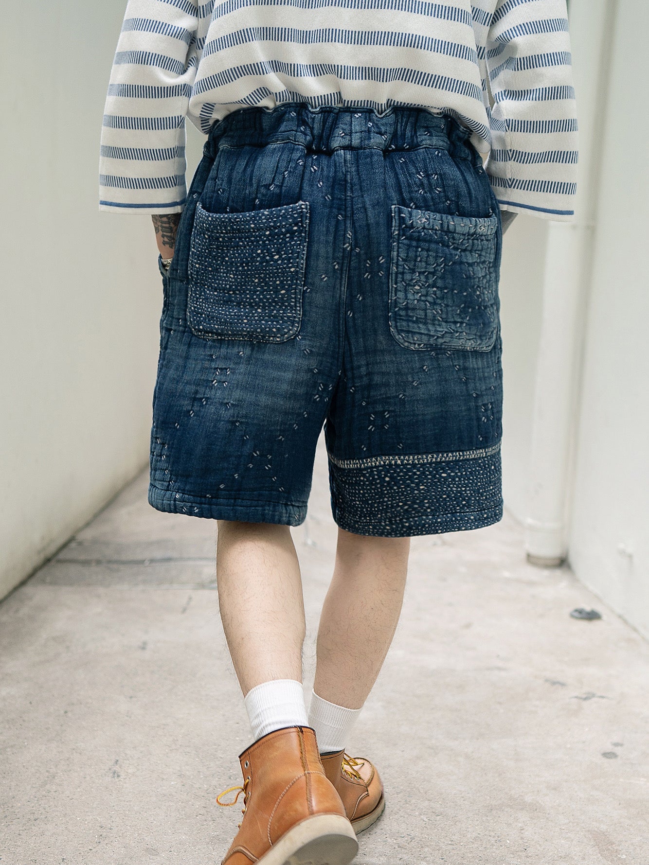 Indigo Dye Sashiko Starry Night Shorts