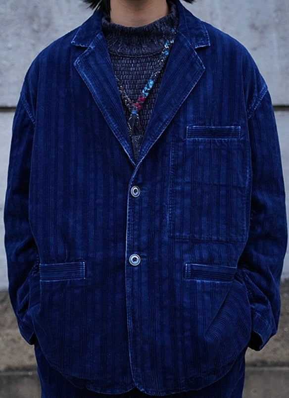 Dark Indigo Dye Corduroy Blazer Jacket