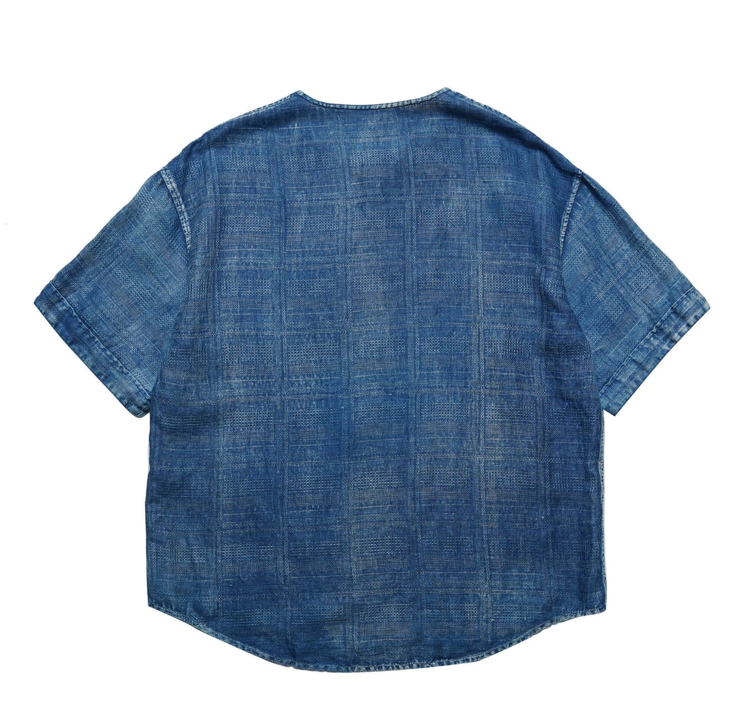 Indigo Dye Linen Henley Shirt