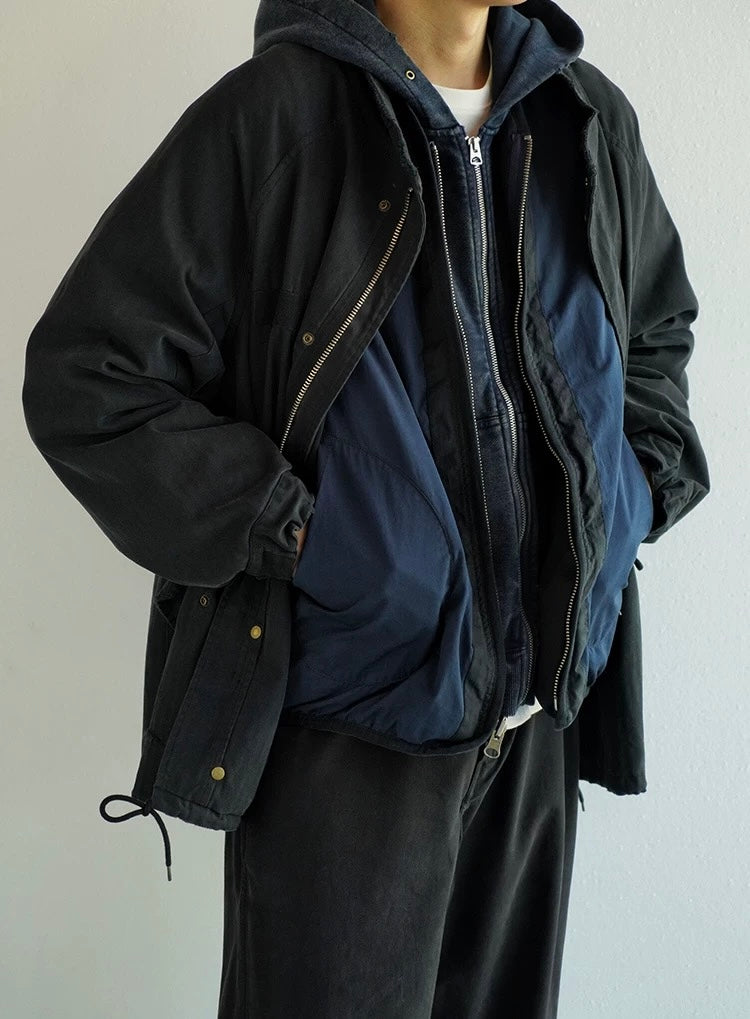 Mud Dye Reversible Collarless Iris Coat