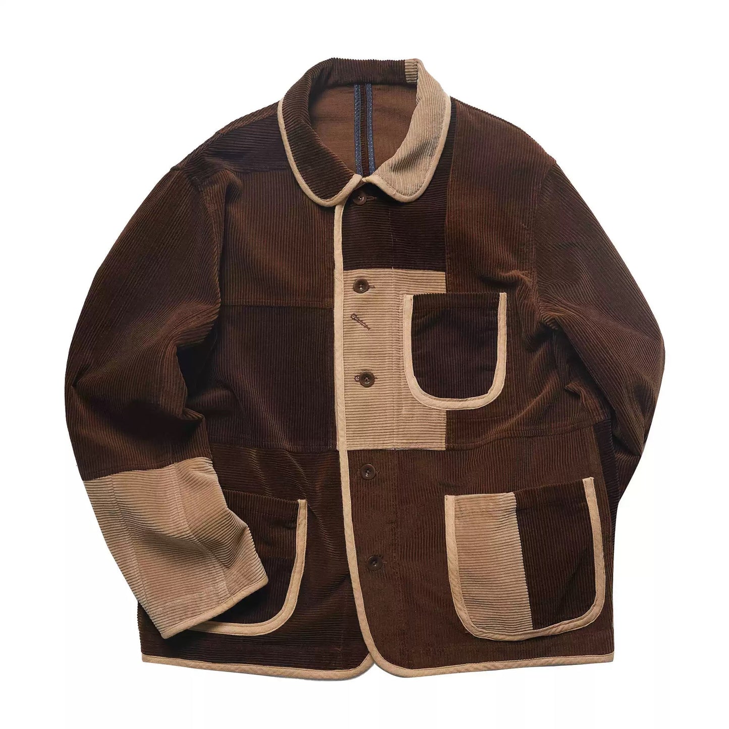 Brown Corduroy Boro Patchwork French Coat