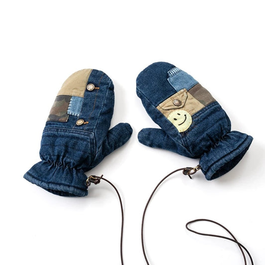 Denim Patchwork Sashiko Gloves