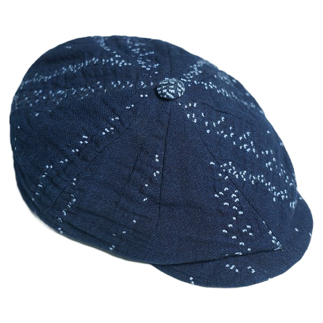 Dark Indigo Dye Sashiko Newsboy Cap