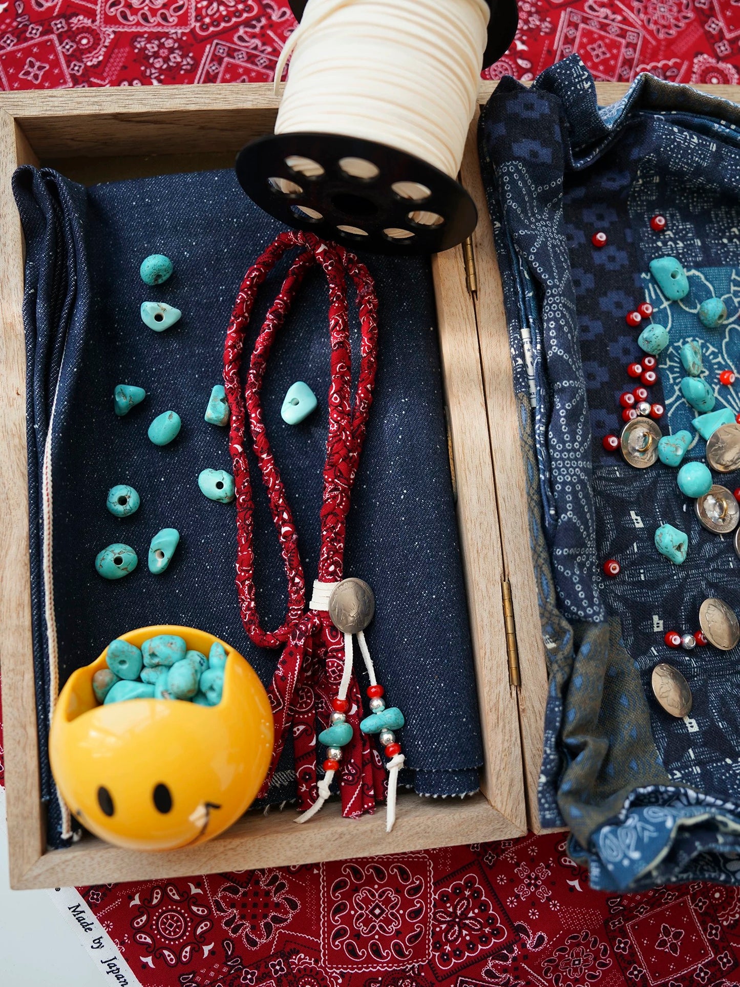 Handwoven Bandana & Turquoise Necklace