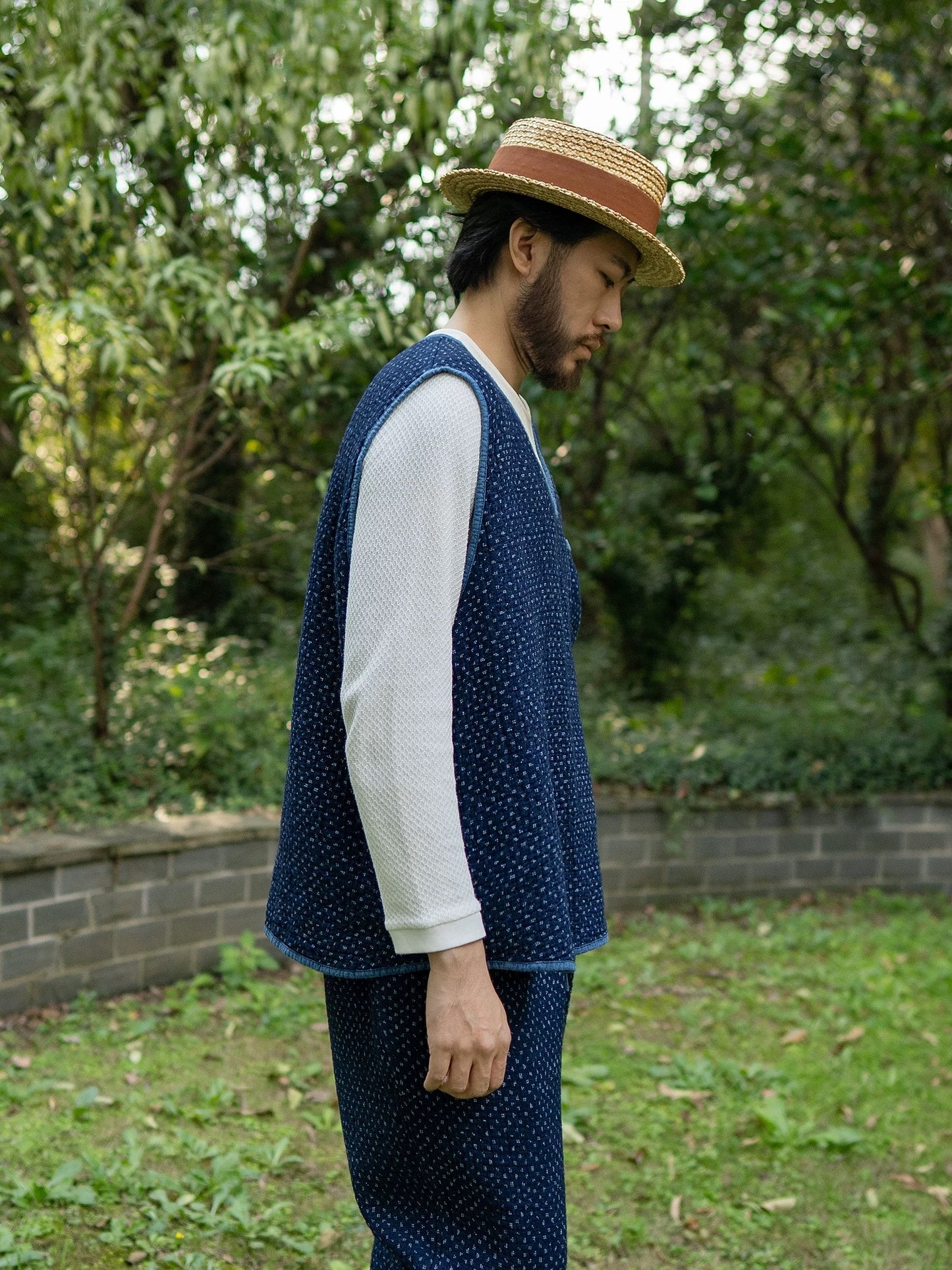 Indigo Dye Sashiko City Vest