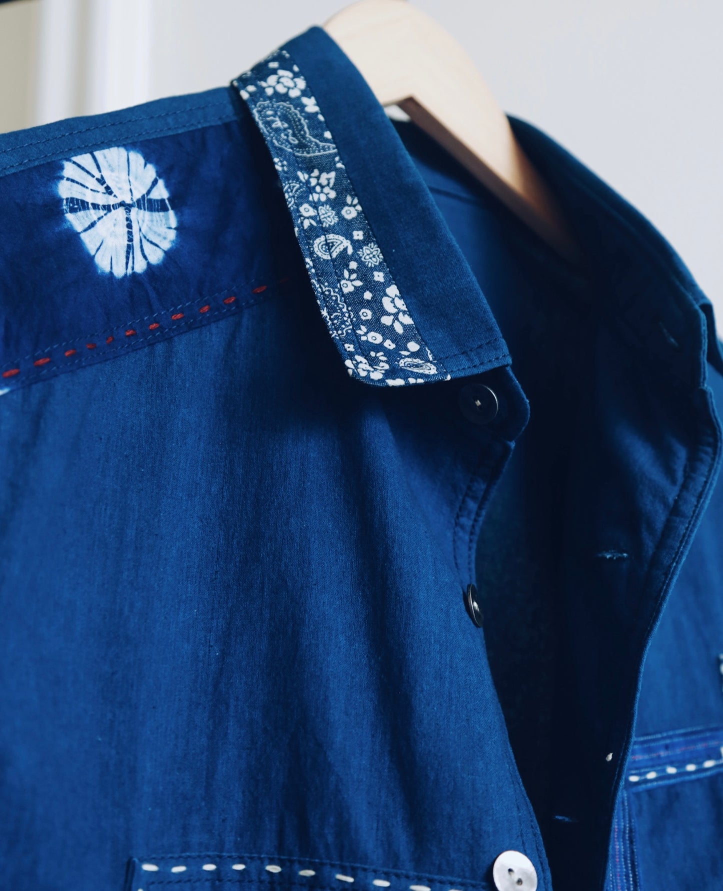 Indigo Dye Kofu Patchwork Aloha Shirt