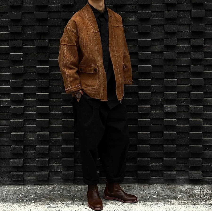 Persimmon Dye Distressed Haori Jacket