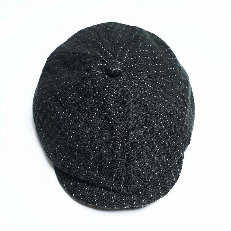 Black Sashiko Newsboy Cap