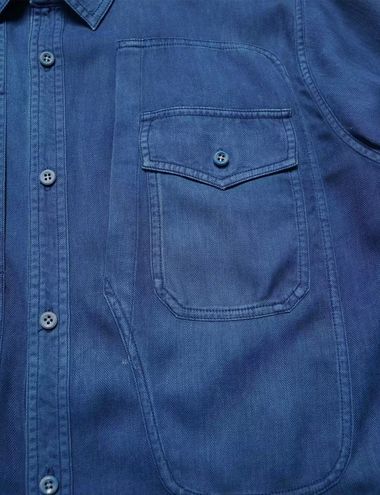 Indigo Dye Mulberry Silk Worker Shirt