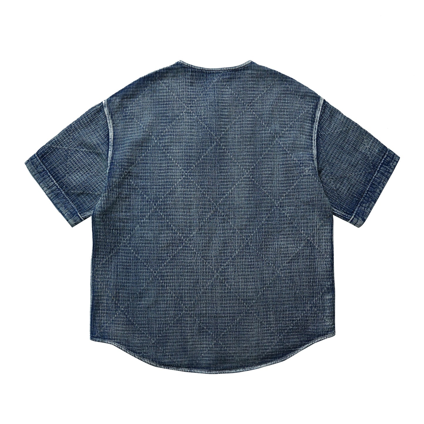 Indigo Dye Sashiko Horizon Henley Tee